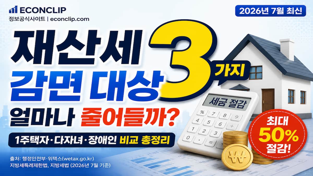 재산세 감면 대상 3가지 2026년 7월