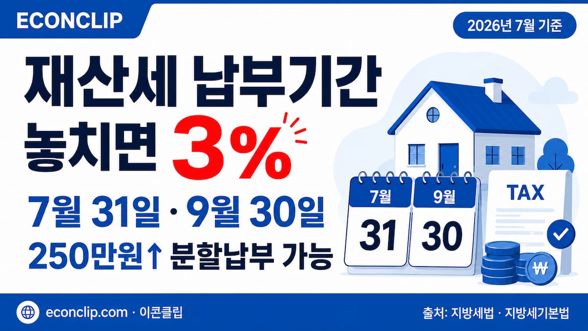 재산세 납부기간 7월 9월 2026년 7월