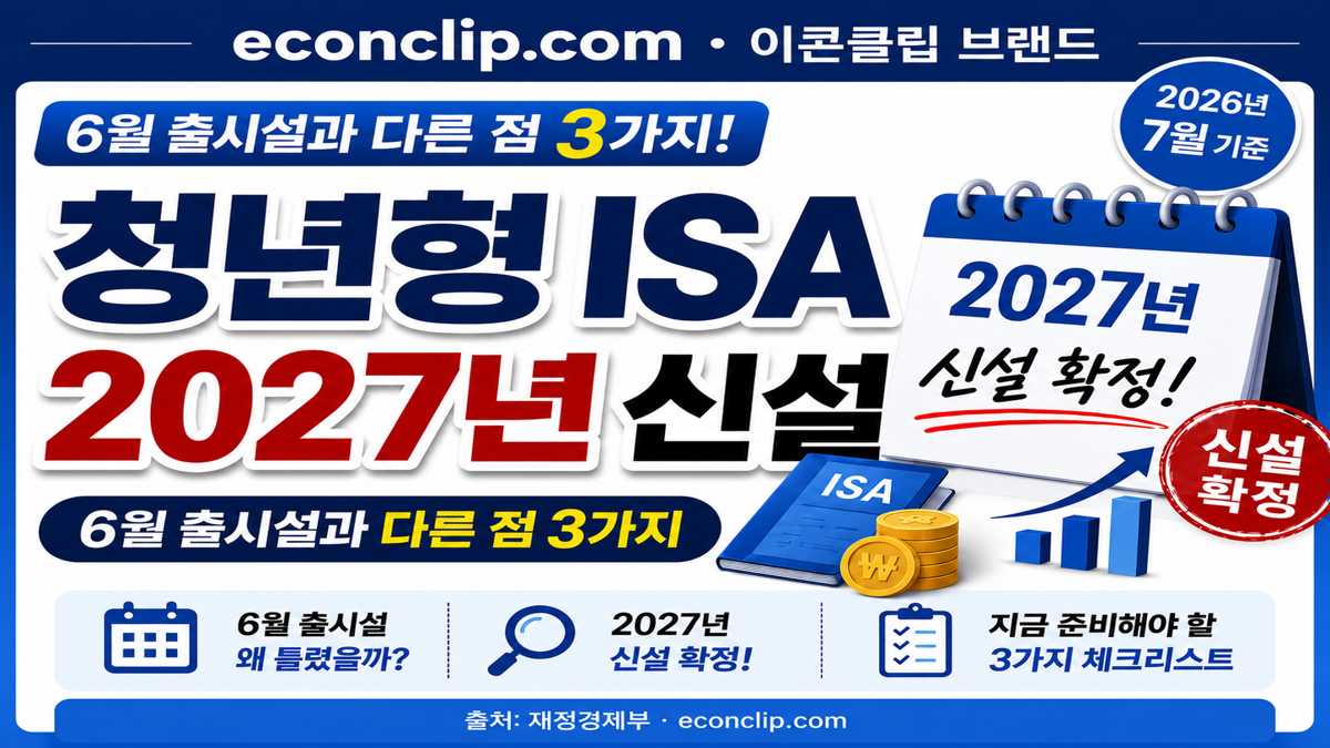 청년형 ISA 2027년 신설 인포그래픽 2026년 7월 기준