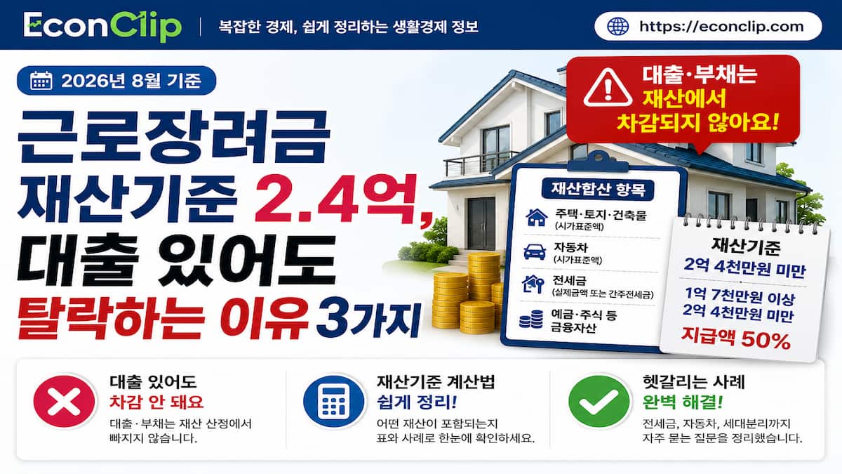 근로장려금 재산기준법 3가지